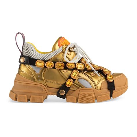 gucci crystal tiger sneakers|Gucci flashtrek sneakers with crystals.